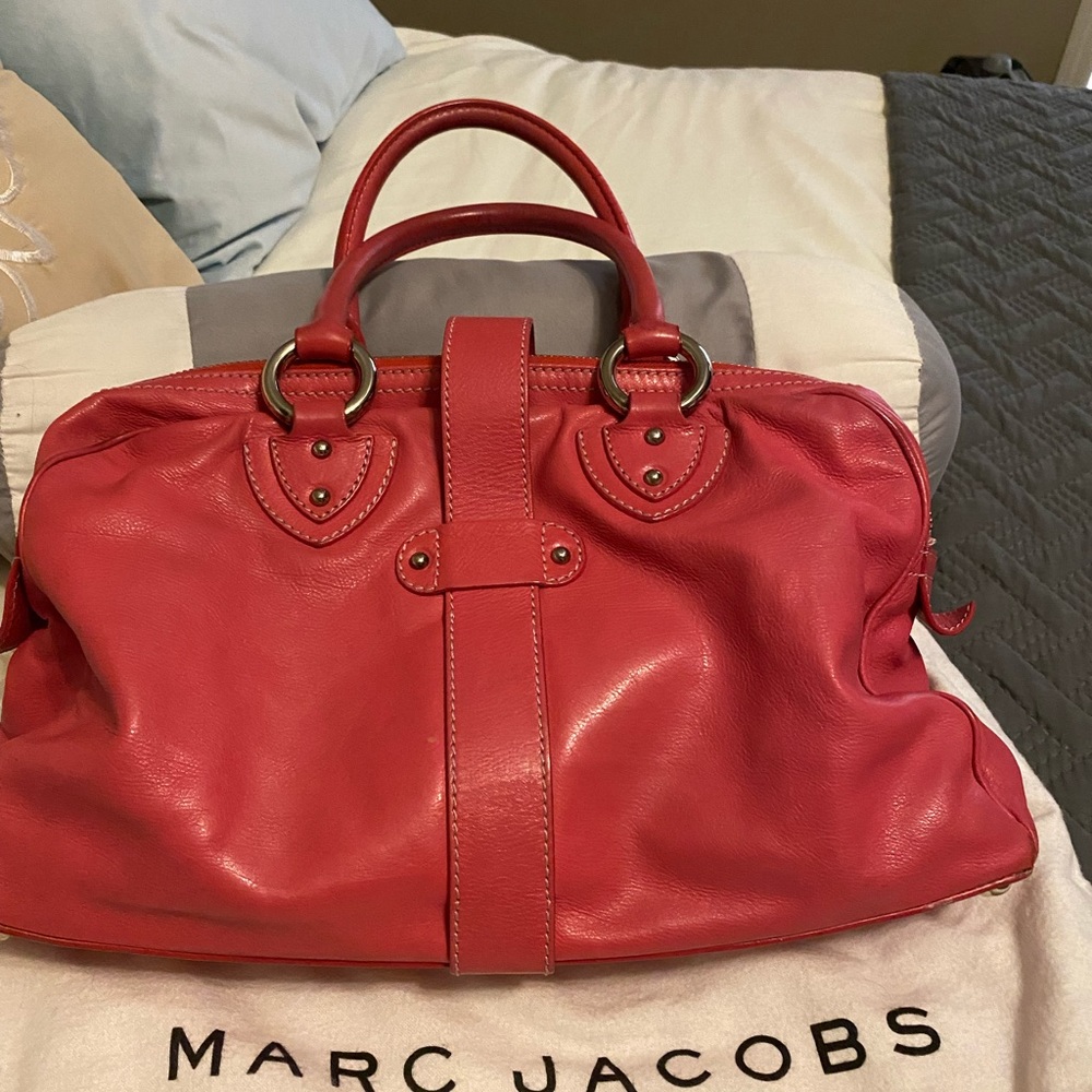 Marc Jacobs punch pink vintage leather bag . - Picture 3 of 14